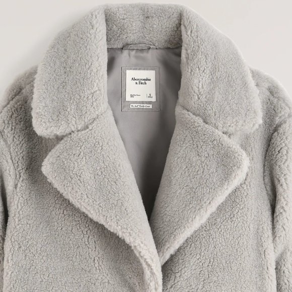Light Grey Teddy Coat - ABERCROMBIE & FITCH - Picture 2 of 7